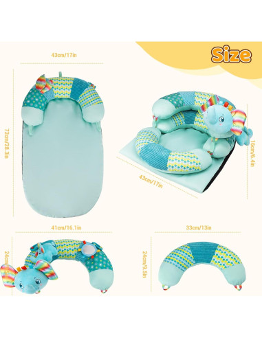 Almohada 3-en-1 Blublu Park para Bebés - Soporte Sentado Azul