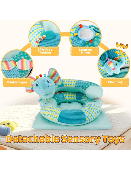Almohada 3-en-1 Blublu Park para Bebés - Soporte Sentado Azul