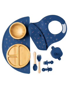 Juego de Alimentación de Bambú Feed Me Fun - 6 meses+ - Azul