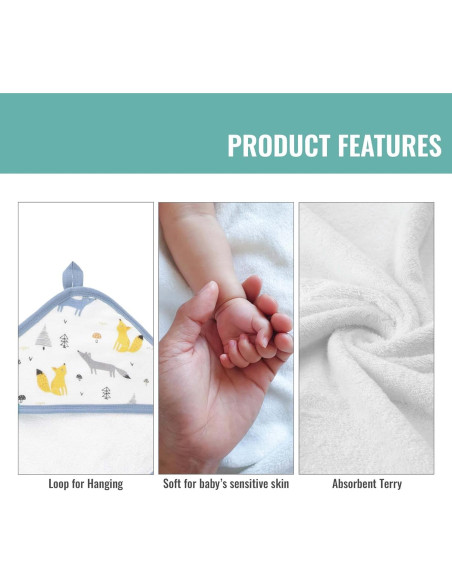 Juego de Toalla de Baño con Capucha Featherhead 5 Piezas 100% Algodón