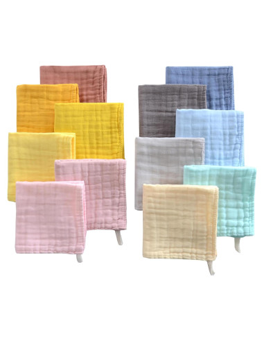 Paños de Baño MUKIN de Algodón Multicolor - 12 Piezas 30.5x30.5 cm