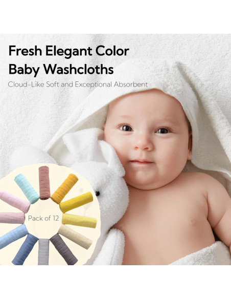 Paños de Baño MUKIN de Algodón Multicolor - 12 Piezas 30.5x30.5 cm