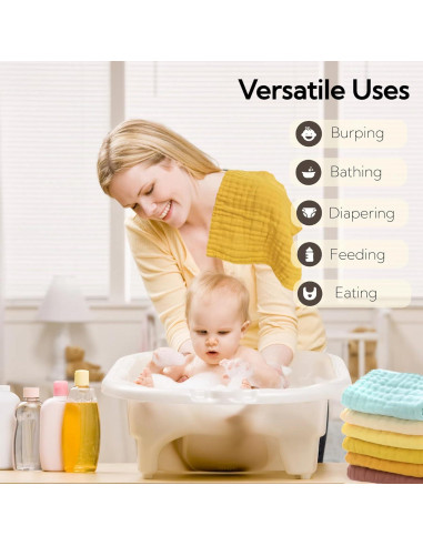 Paños de Baño MUKIN de Algodón Multicolor - 12 Piezas 30.5x30.5 cm