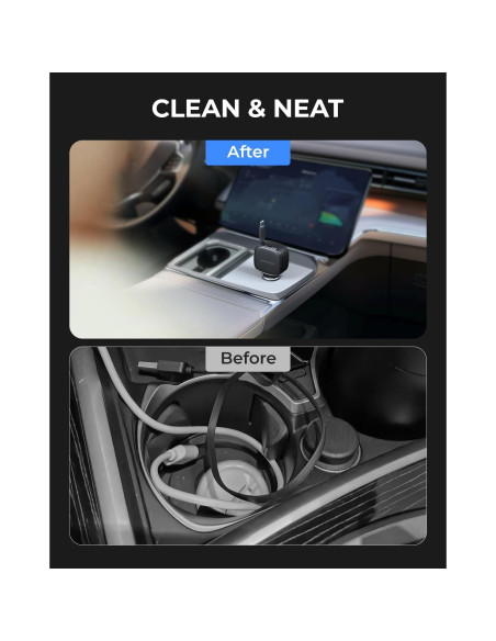 Cargador de Coche LINKWOW 84W USB-C Retráctil con Cable