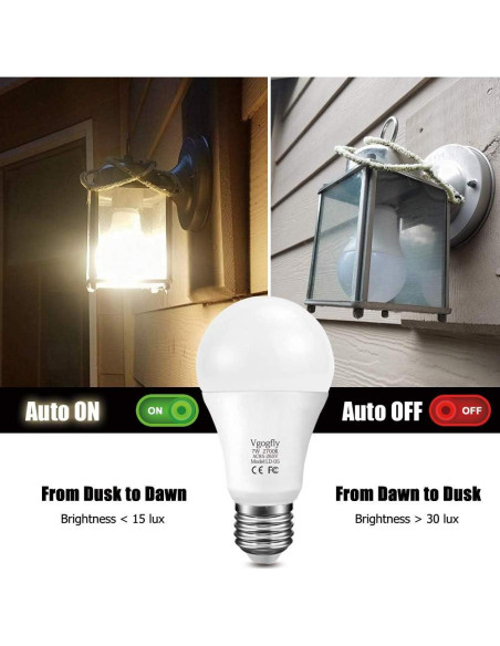 Bombilla Vgogfly Dusk a Dawn Blanca Cálida E26 1 Cuenta