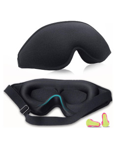 Máscara de Ojos 3D IAOVENN Negra Ajustable para Dormir