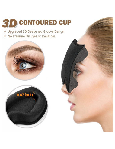 Máscara de Ojos 3D IAOVENN Negra Ajustable para Dormir