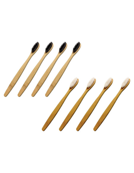 Set de Cepillos de Dientes de Bambú Barebu - Ecológicos y Biodegradables (Paquete de 8)