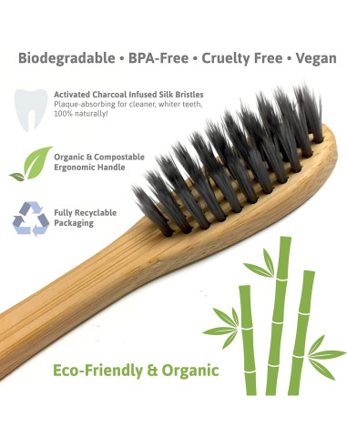 Set de Cepillos de Dientes de Bambú Barebu - Ecológicos y Biodegradables (Paquete de 8)