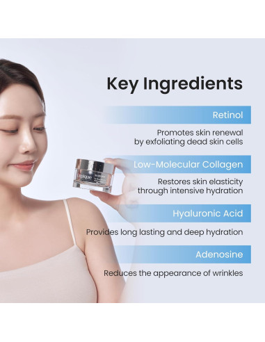 Crema Nocturna Antienvejecimiento Ecoment 48g - Retinol, Colágeno, Ácido Hialurónico