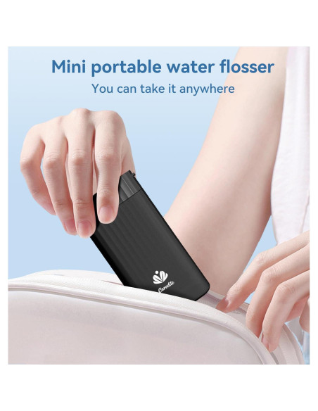 Irrigador Oral Portátil Caredite MS18 Negro, Recargable IPX7