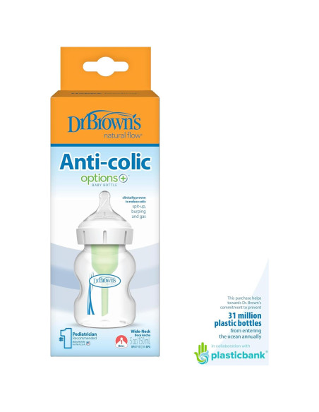 Biberón Dr. Brown's Anti-Cólico Opciones+ Cuello Ancho 150 mL
