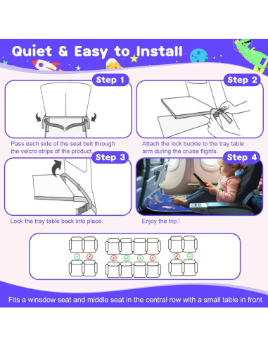 Cama de avión portátil para niños CozyBonder 76x43.5 cm