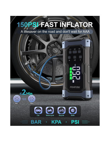 Arrancador de Salto 9000A Featou V8 con Compresor 12V