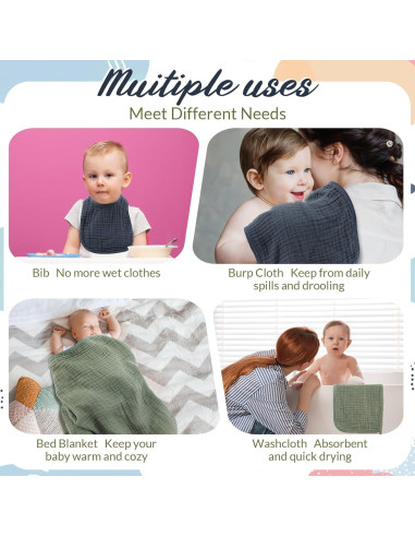 Juego de 6 Toallas de Baño Hahafelt Algodón Muselina Bebé