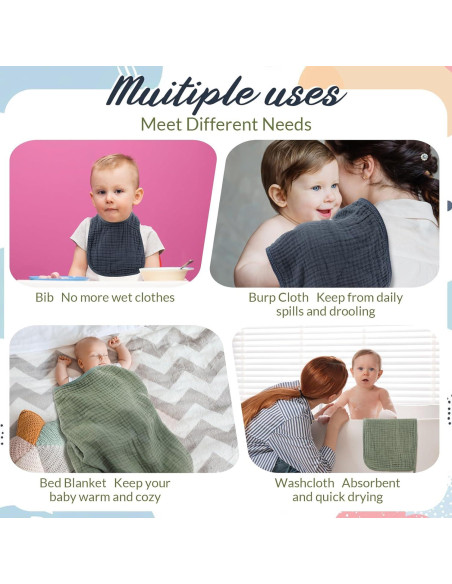 Juego de 6 Toallas de Baño Hahafelt Algodón Muselina Bebé