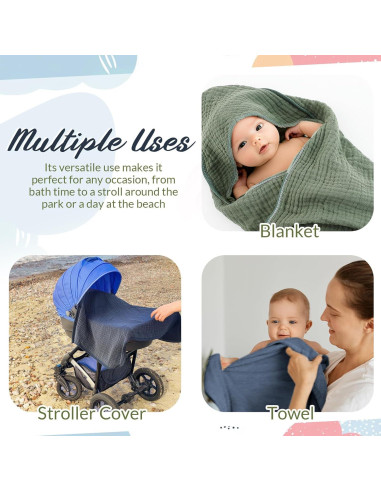 Juego de 6 Toallas de Baño Hahafelt Algodón Muselina Bebé