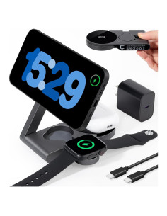 Estación de Carga Inalámbrica 3 en 1 UltraQ M16 Negro