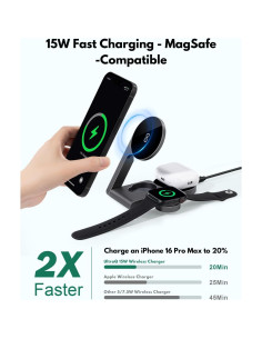 Estación de Carga Inalámbrica 3 en 1 UltraQ M16 Negro 2