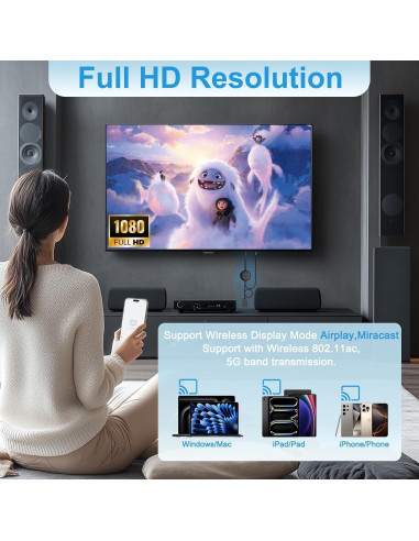 Adaptador HDMI Inalámbrico 4K Dongle Negro - Espejo Pantalla