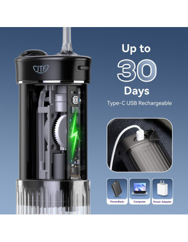 Irrigador Oral Portátil JTF F200 con Hilo Dental Telescópico
