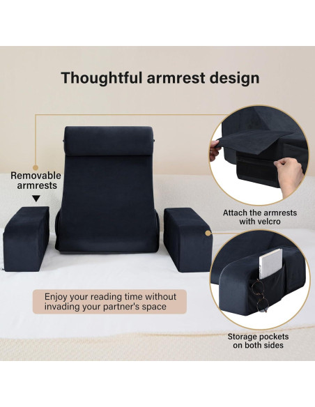 Cojín de Espalda ENITYA Mediano Negro para Lectura y Descanso