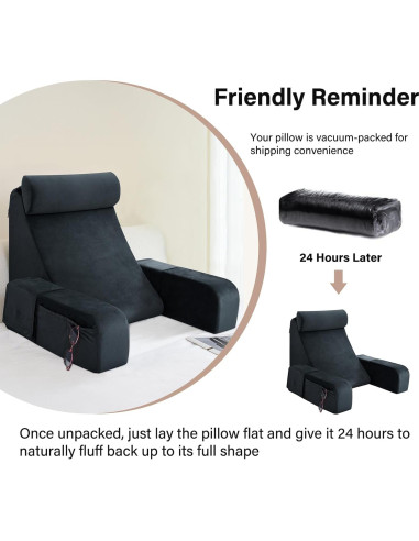 Cojín de Espalda ENITYA Mediano Negro para Lectura y Descanso