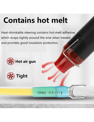 Kit 100 Conectores de Horquilla Termoretráctiles Teansic AWG16-14