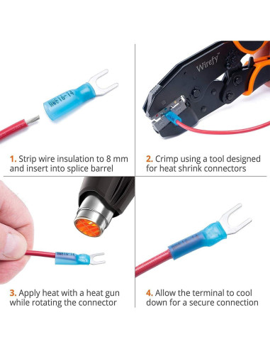 Kit 100 Conectores de Horquilla Termoretráctiles Teansic AWG16-14