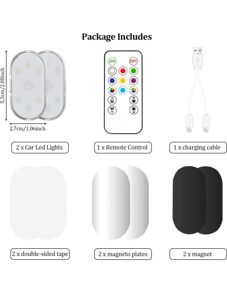 Luces LED Ambientales Zosppei 7 Colores para Coche 2 PCS