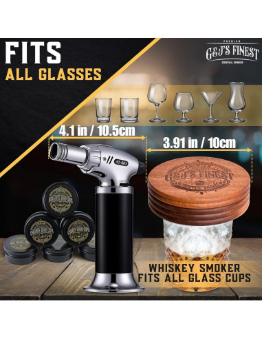 Kit de Ahumador de Whiskey G&J's Finest con Antorcha y Astillas