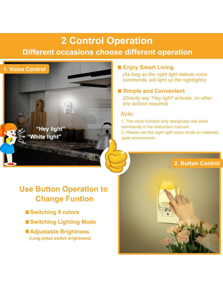 Luz Nocturna Inteligente RAVEtone Cat-201NL Regulable 2 Pzas