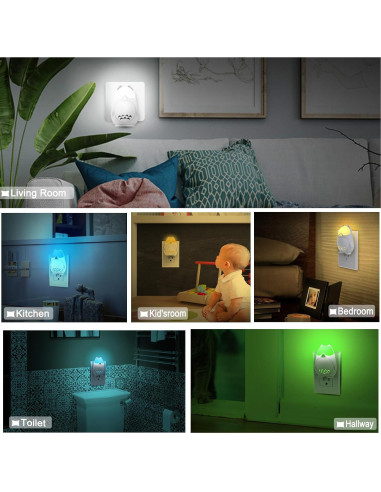 Luz Nocturna Inteligente RAVEtone Cat-201NL Regulable 2 Pzas