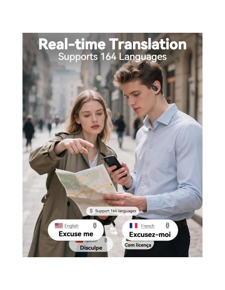 Auriculares Traductores AI Phegittg T68 80H Negro