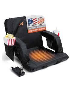Asiento de Grada Calentado ACELETIQS con Batería USB - Negro