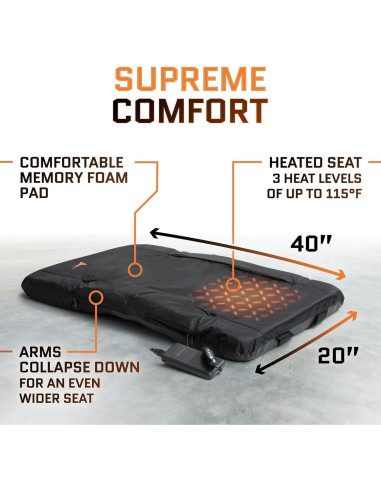 Asiento de Grada Calentado ACELETIQS con Batería USB - Negro