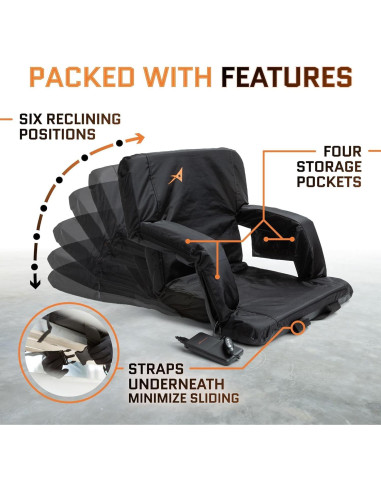 Asiento de Grada Calentado ACELETIQS con Batería USB - Negro