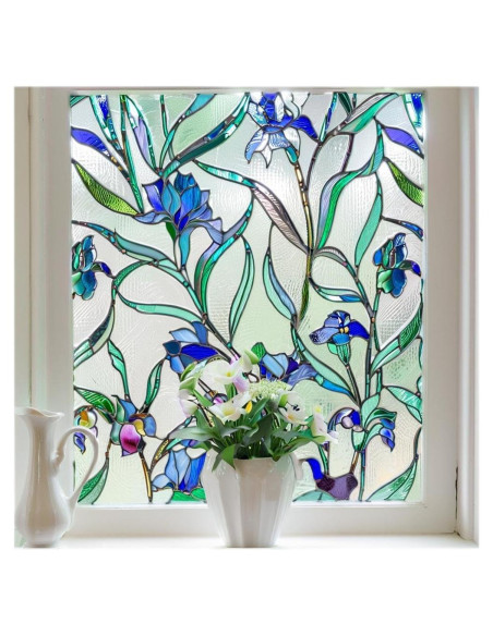 Película de Privacidad Adherente Coavas 44.5x100cm Floral Azul Película de Privacidad Adherente Coavas 44.5x100cm Floral Azul