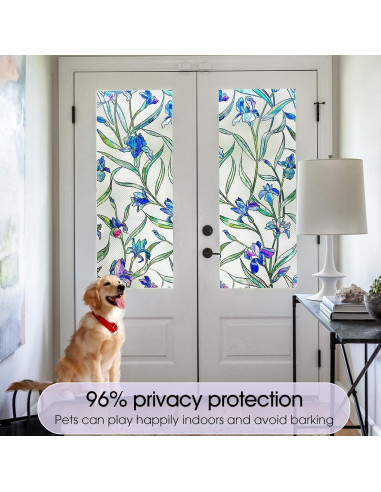 Película de Privacidad Adherente Coavas 44.5x100cm Floral Azul