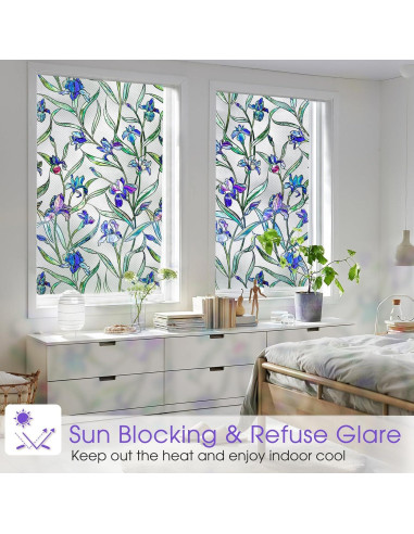 Película de Privacidad Adherente Coavas 44.5x100cm Floral Azul