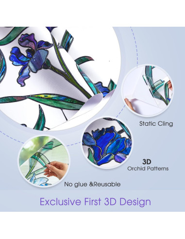 Película de Privacidad Adherente Coavas 44.5x100cm Floral Azul