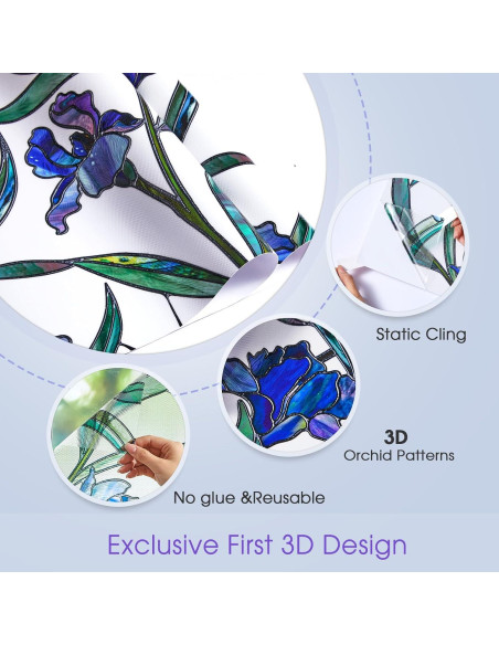 Película de Privacidad Adherente Coavas 44.5x100cm Floral Azul Película de Privacidad Adherente Coavas 44.5x100cm Floral Azul