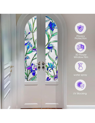 Película de Privacidad Adherente Coavas 44.5x100cm Floral Azul