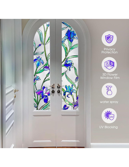 Película de Privacidad Adherente Coavas 44.5x100cm Floral Azul Película de Privacidad Adherente Coavas 44.5x100cm Floral Azul