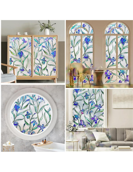 Película de Privacidad Adherente Coavas 44.5x100cm Floral Azul Película de Privacidad Adherente Coavas 44.5x100cm Floral Azul