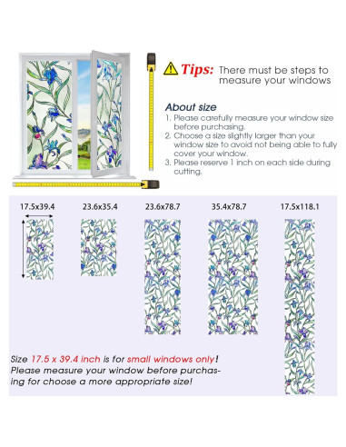 Película de Privacidad Adherente Coavas 44.5x100cm Floral Azul