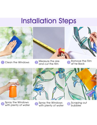 Película de Privacidad Adherente Coavas 44.5x100cm Floral Azul