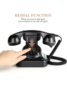 Teléfono de Línea Fija Retro Sentno MH1960 Negro Vintage 2