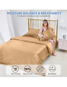 Funda de Almohada de Seda de Hielo iMAYEON King 2 Piezas Champagne 2