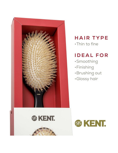 Cepillo Desenredante Ovalado Kent CSGM - Cerdas Naturales 19.7 cm